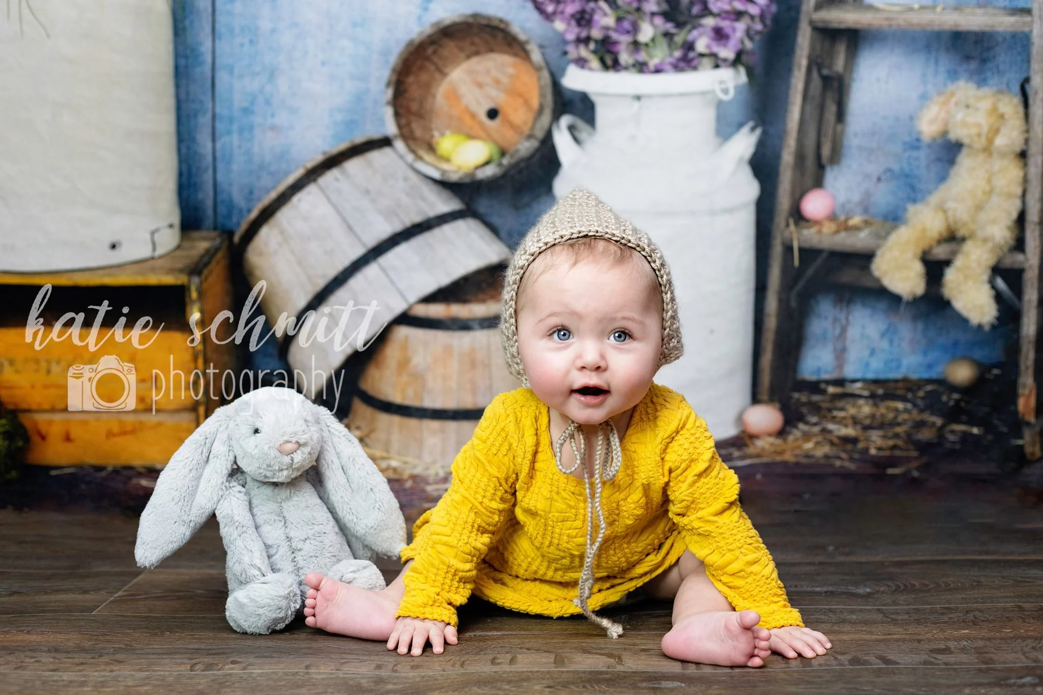 Kate Blue Easter Chicken Coop backdrop designed by Arica Kirby