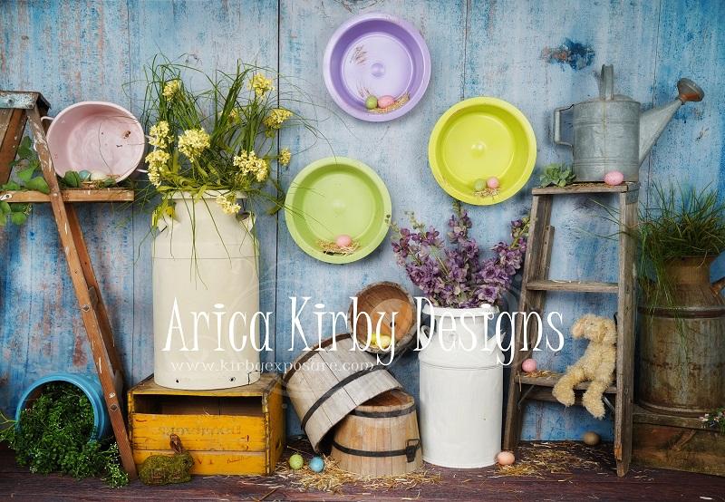 Kate Blue Easter Chicken Coop backdrop designed by Arica Kirby - Image 2