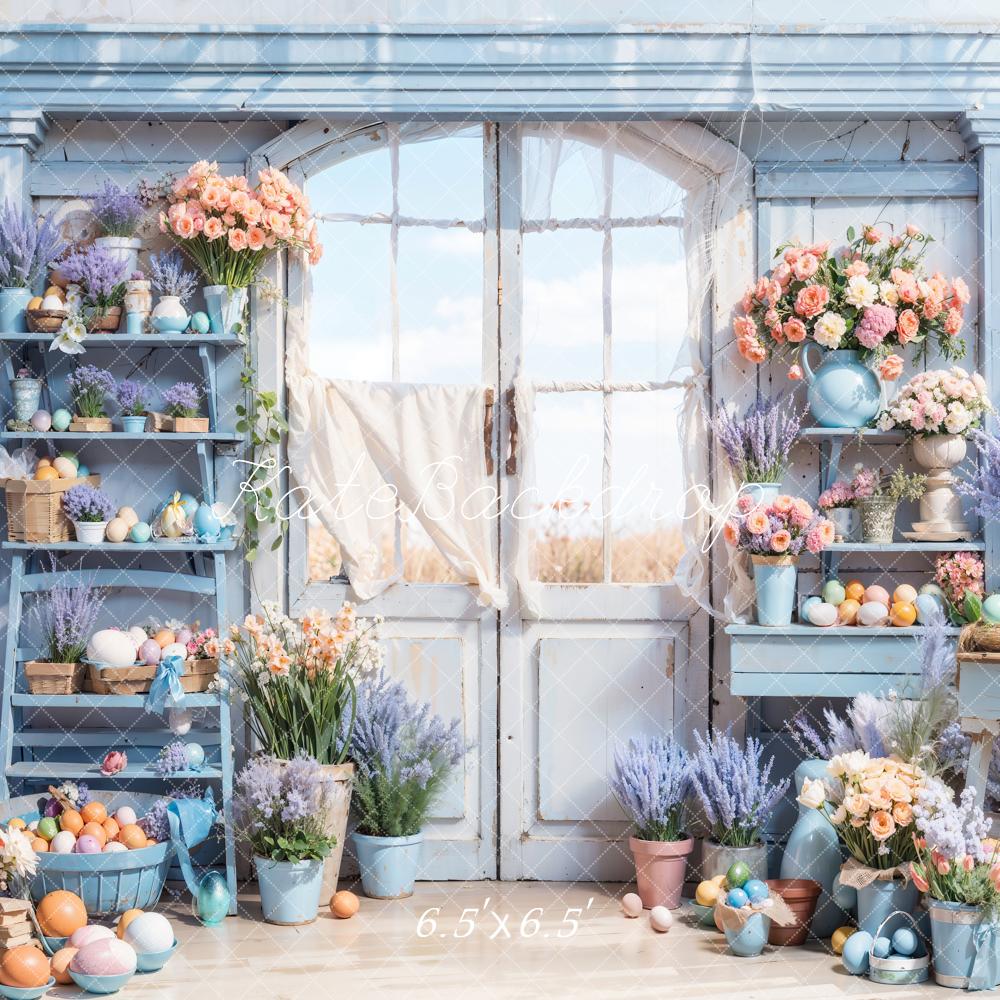 Kate Blue Easter Flowers Door Backdrop Designed by Chain Photography - Image 3