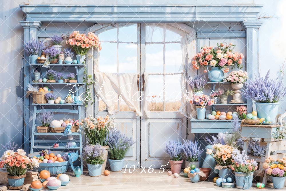 Kate Blue Easter Flowers Door Backdrop Designed by Chain Photography - Image 5