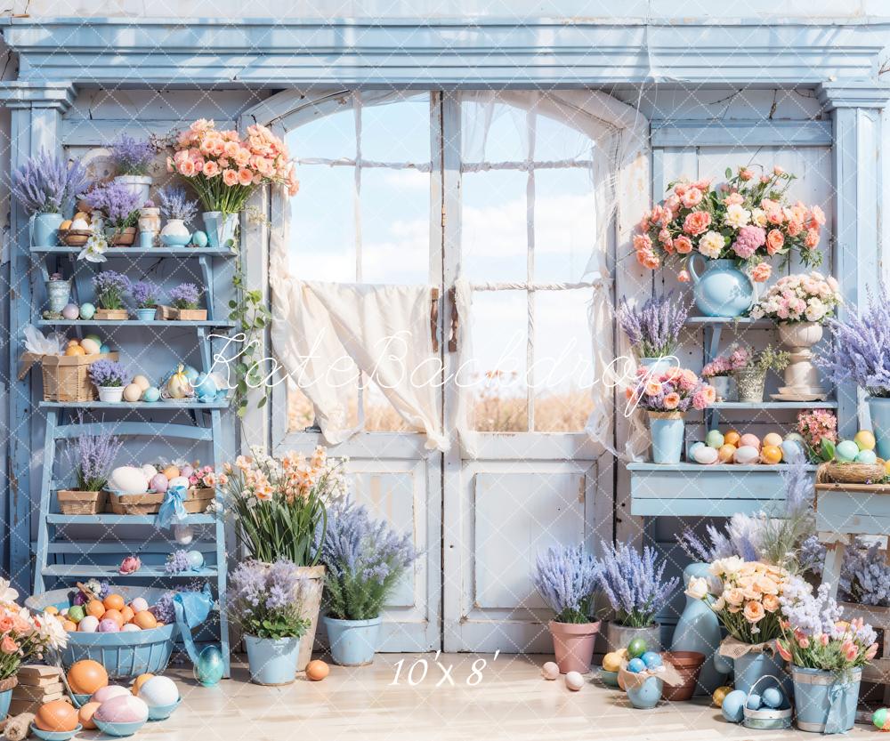 Kate Blue Easter Flowers Door Backdrop Designed by Chain Photography - Image 6