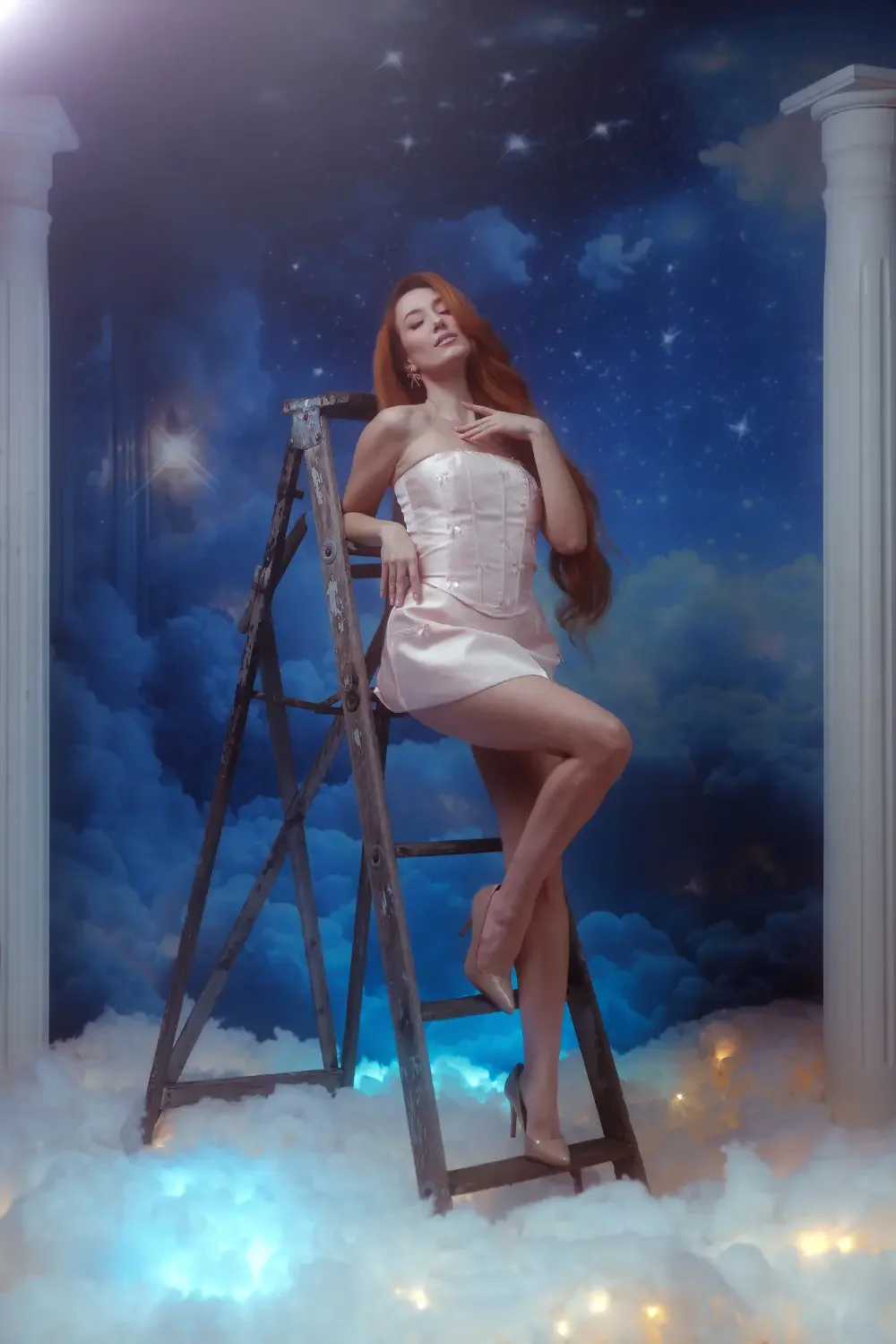 Kate Blue Fantasy Cloudy Room Backdrop Designed by Mini MakeBelieve - Image 3