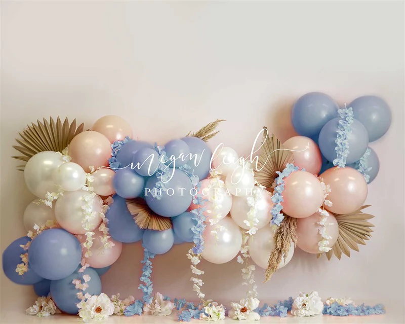 Kate Blue Floral Balloons Garland Backdrop Designed by Megan Leigh Photography - Image 3