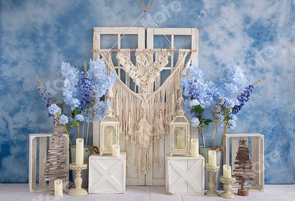 Kate Blue Floral Boho Backdrop Designed by Emetselch - Image 2
