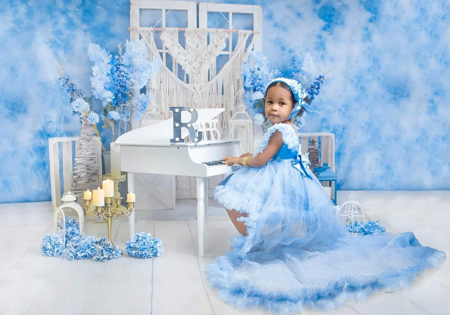 Kate Blue Floral Boho Backdrop Designed by Emetselch - Image 3