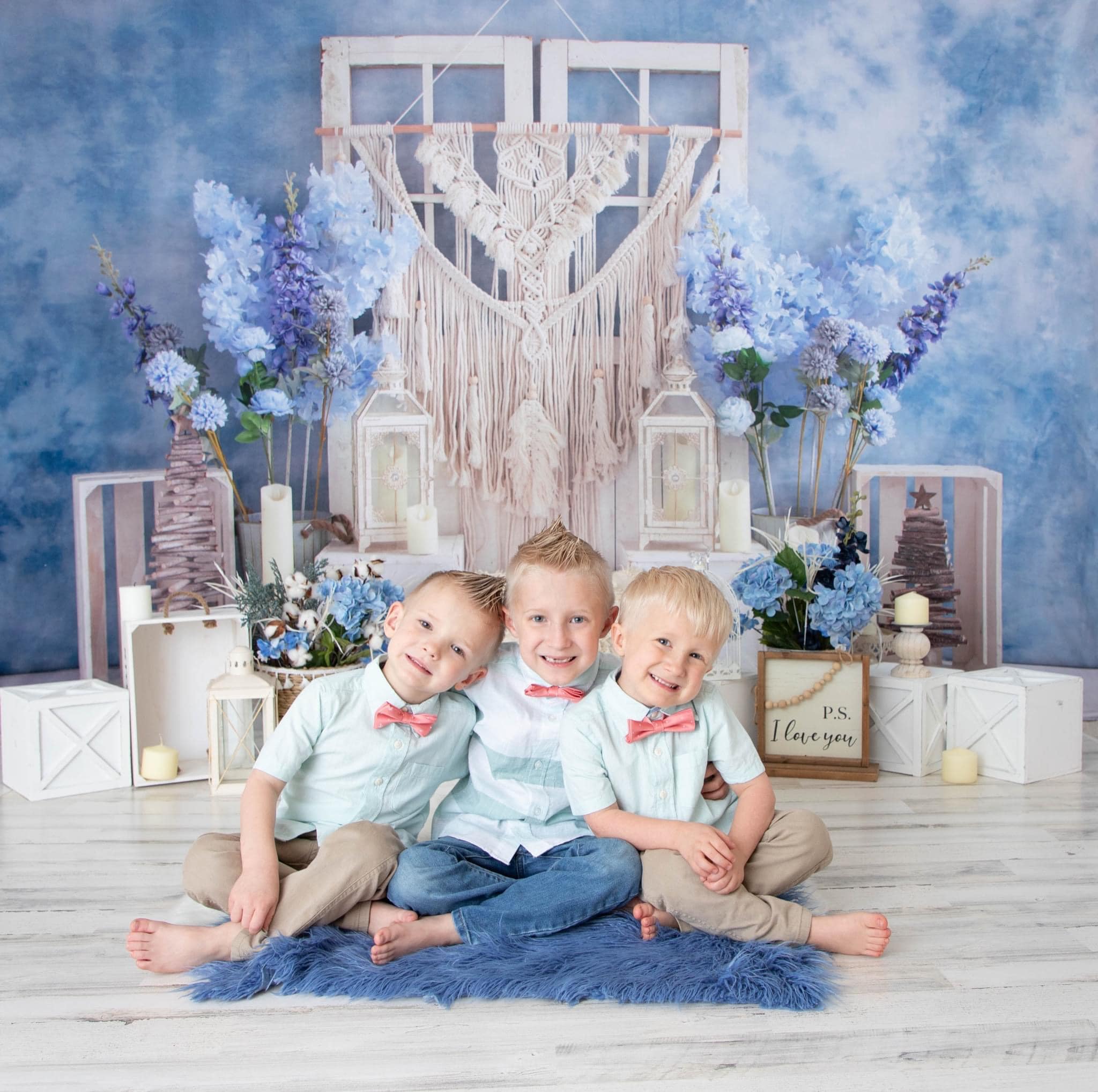 Kate Blue Floral Boho Backdrop Designed by Emetselch - Image 4