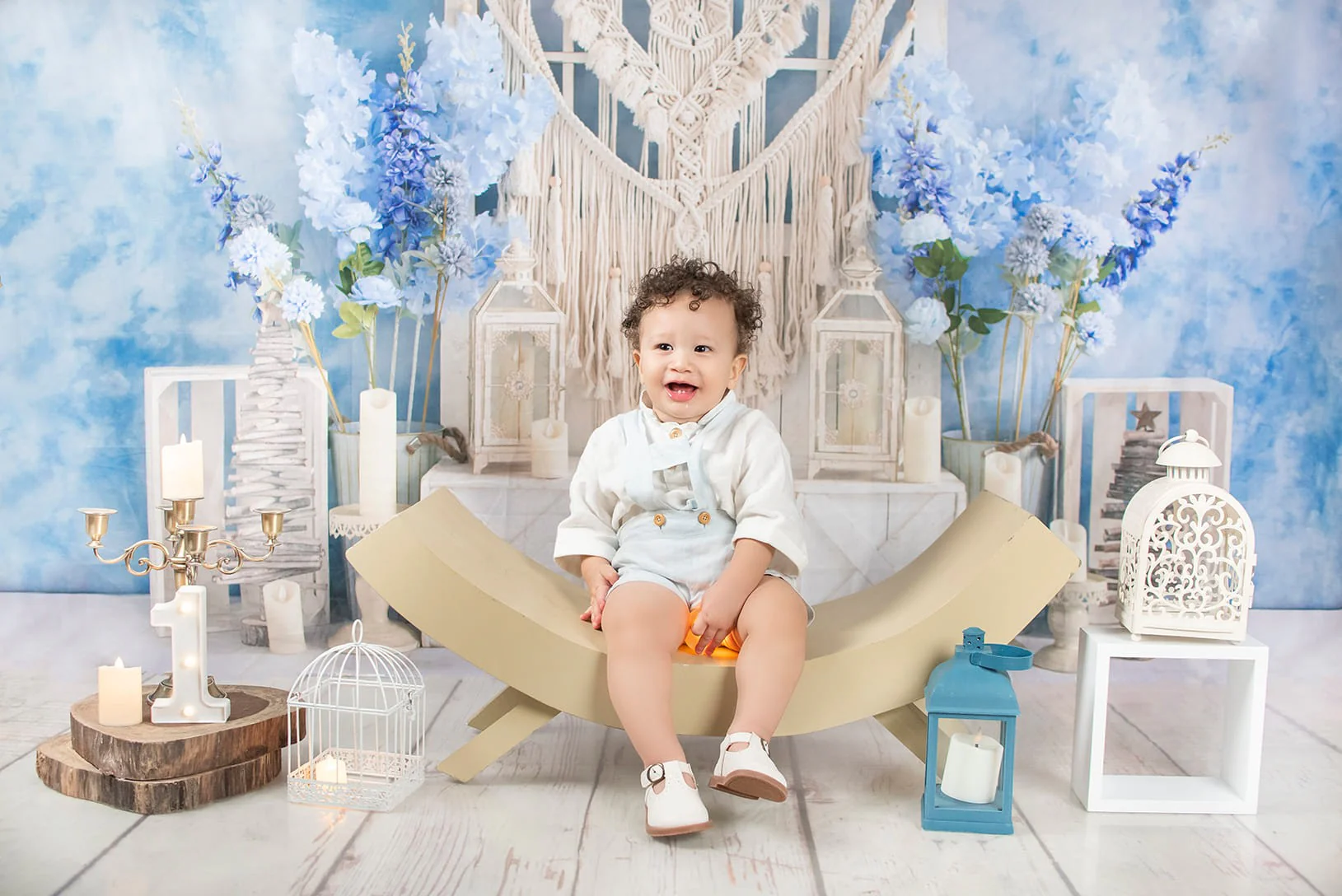 Kate Blue Floral Boho Backdrop Designed by Emetselch - Image 5