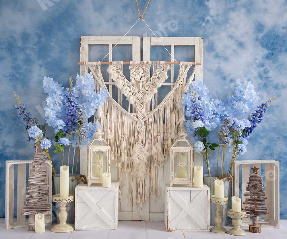 Kate Blue Floral Boho Backdrop Designed by Emetselch - Image 7