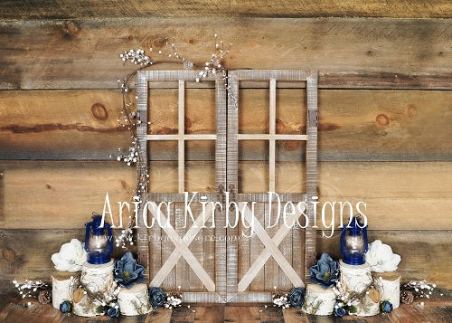 Kate Blue Floral Doors Wood Spring\Easter Backdrop Designed By Arica Kirby