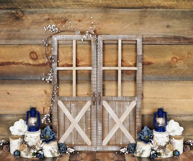 Kate Blue Floral Doors Wood Spring\Easter Backdrop Designed By Arica Kirby - Image 3