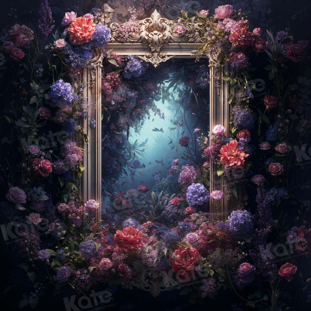 Kate Blue Floral Mirror Backdrop Designed by Chain Photography - Image 2