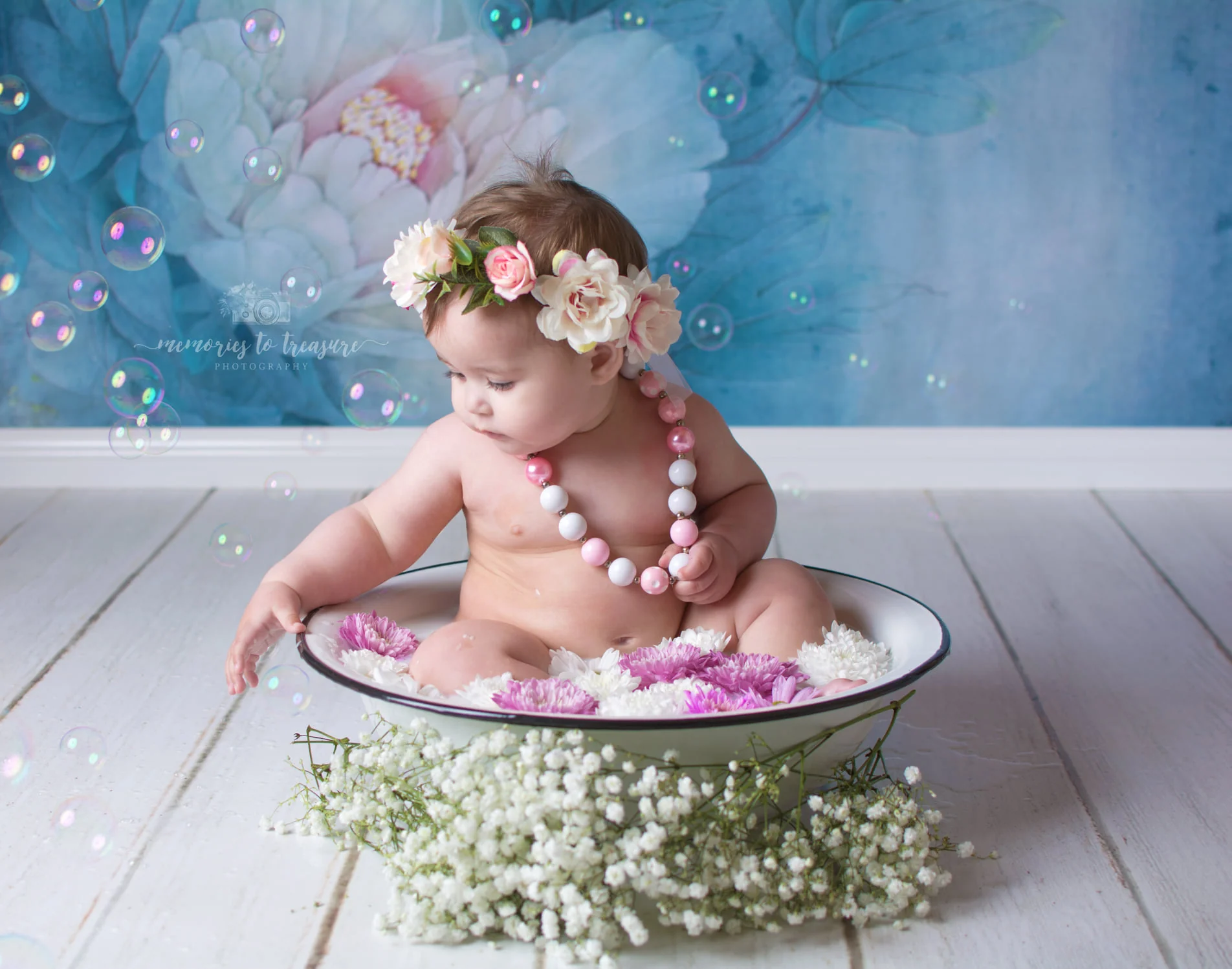 Kate Blue Flower Backdrop For Children Photography - Image 3