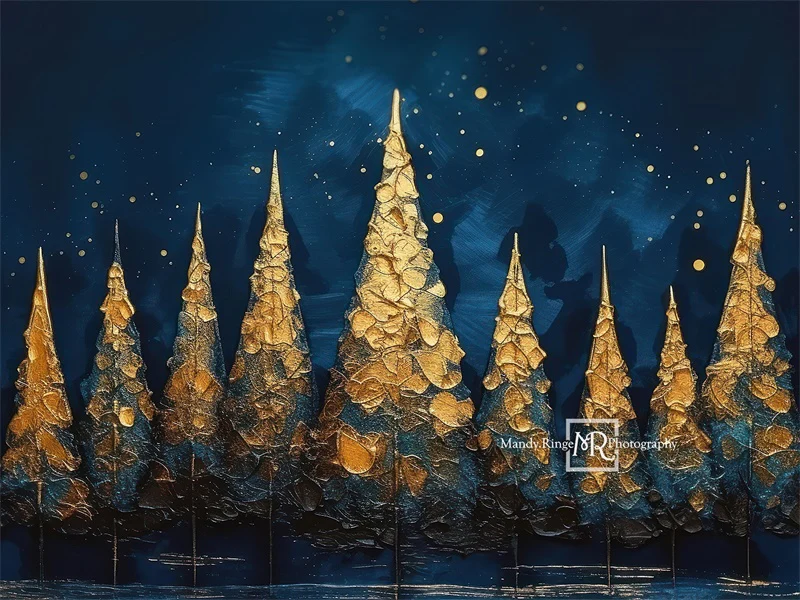 Kate Blue&Gold Holiday Trees Backdrop Designed by Mandy Ringe Photography - Image 3