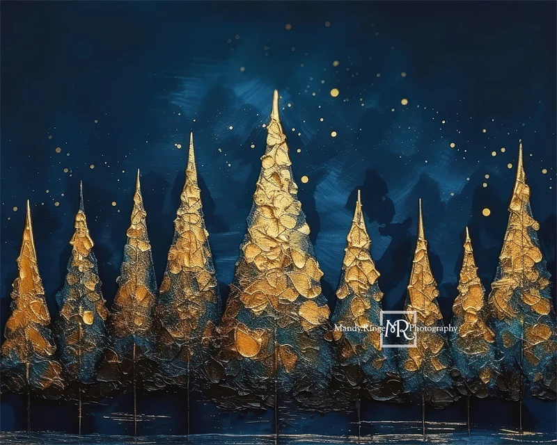 Kate Blue&Gold Holiday Trees Backdrop Designed by Mandy Ringe Photography - Image 5