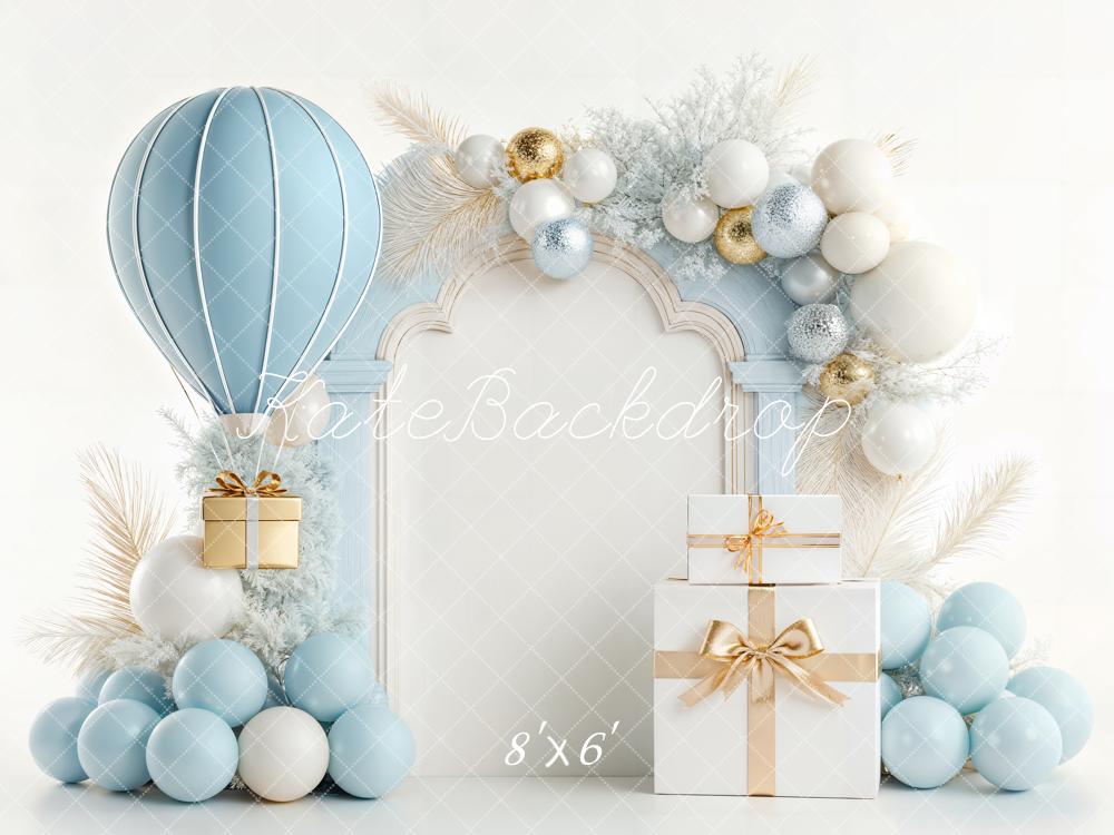 Kate Cake Smash Blue Hot Air Balloon Arch Backdrop Designed by Chain Photography - Image 3