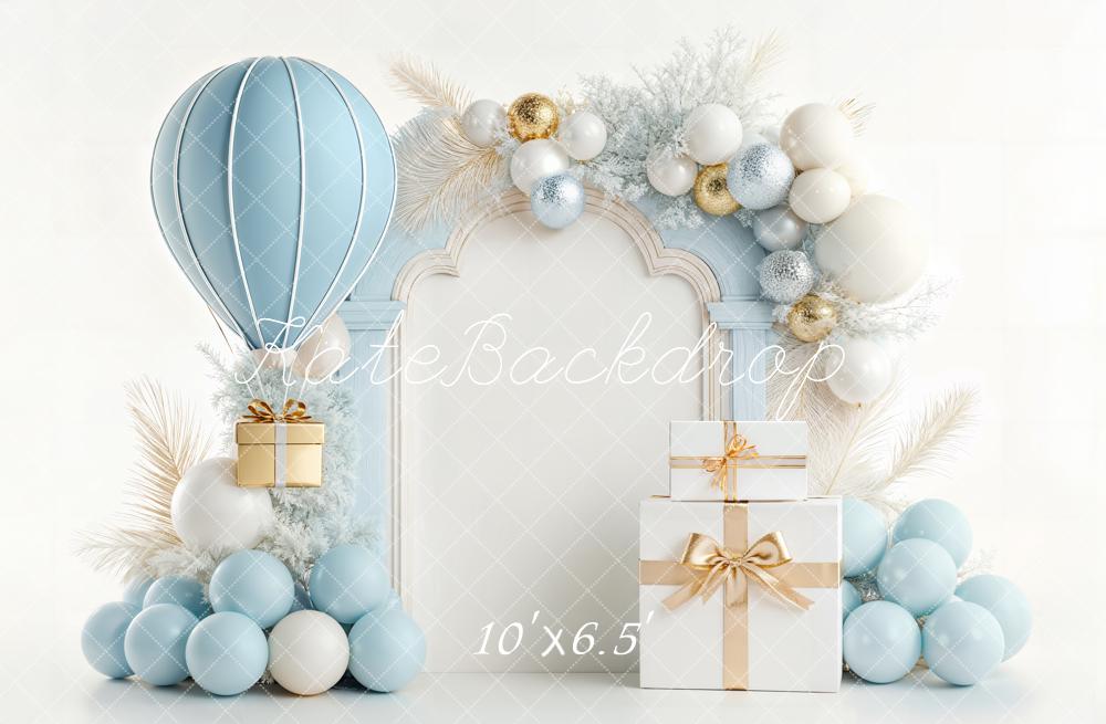 Kate Cake Smash Blue Hot Air Balloon Arch Backdrop Designed by Chain Photography - Image 4