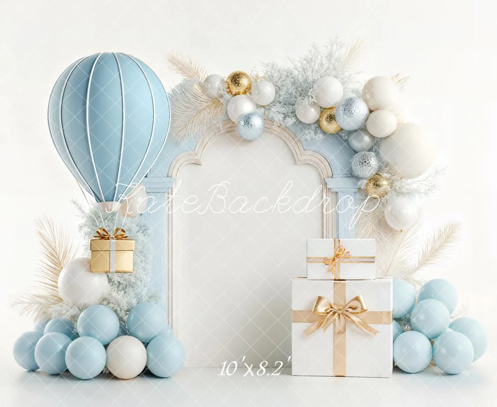Kate Cake Smash Blue Hot Air Balloon Arch Backdrop Designed by Chain Photography - Image 6