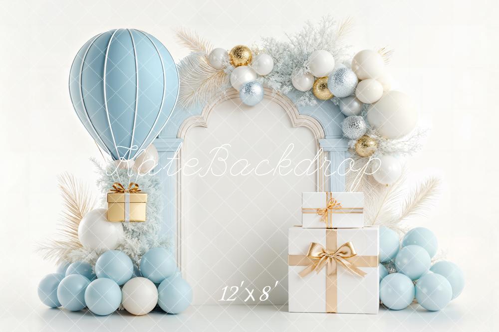 Kate Cake Smash Blue Hot Air Balloon Arch Backdrop Designed by Chain Photography - Image 8