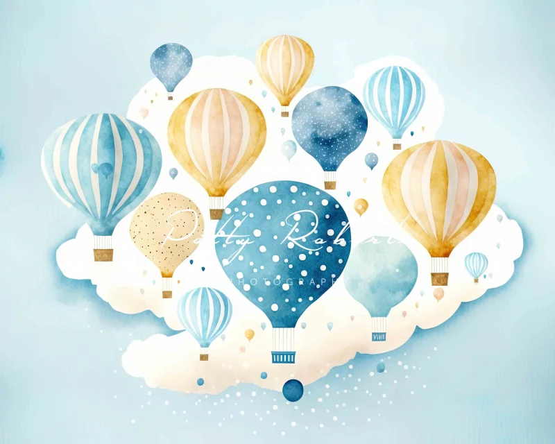 Kate Blue Hot Air Balloons Backdrop Designed by Patty Robert - Image 3