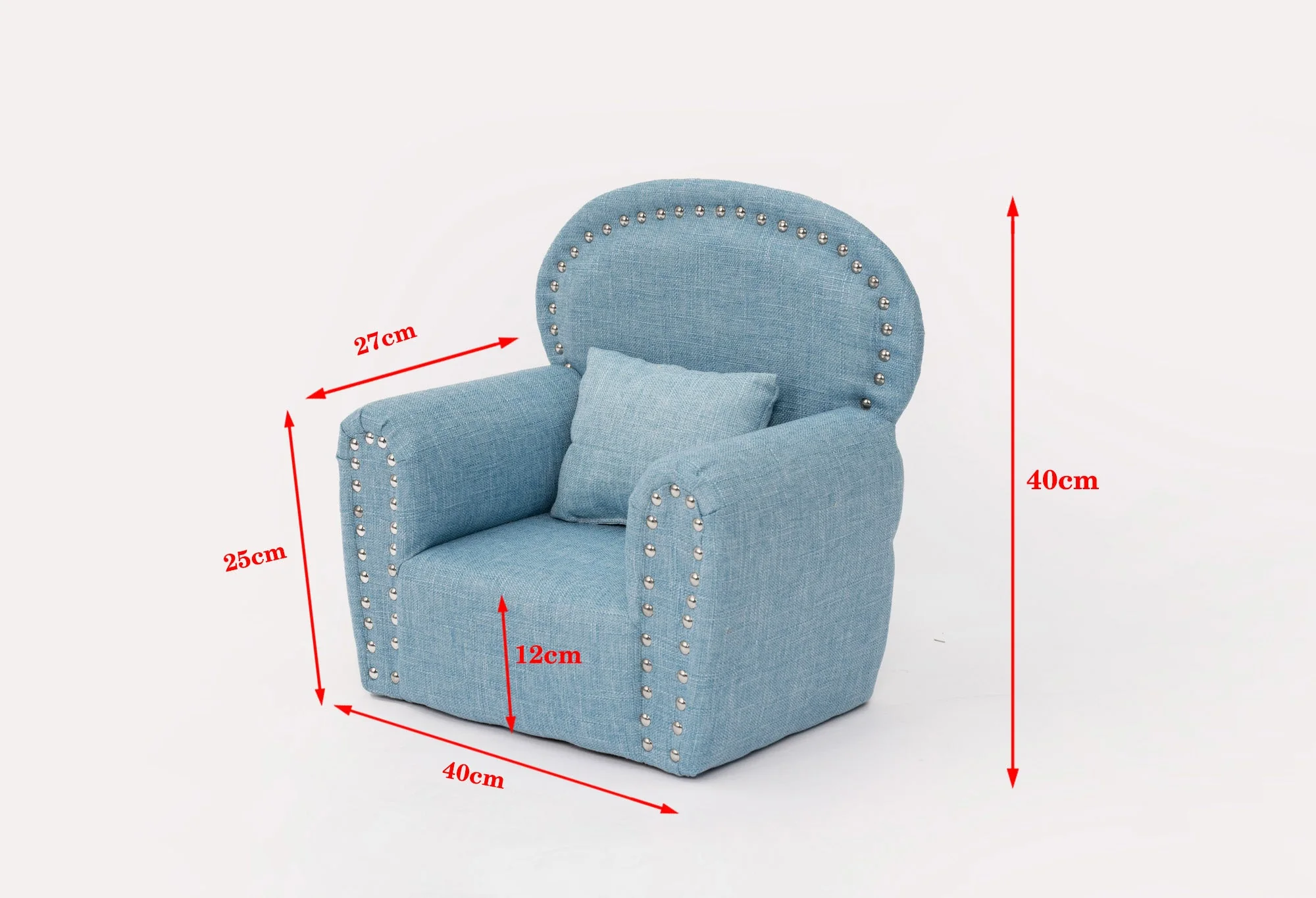 Kate Blue Fabric Mini Sofa with Rivet Newborn Props for Photography - Image 4
