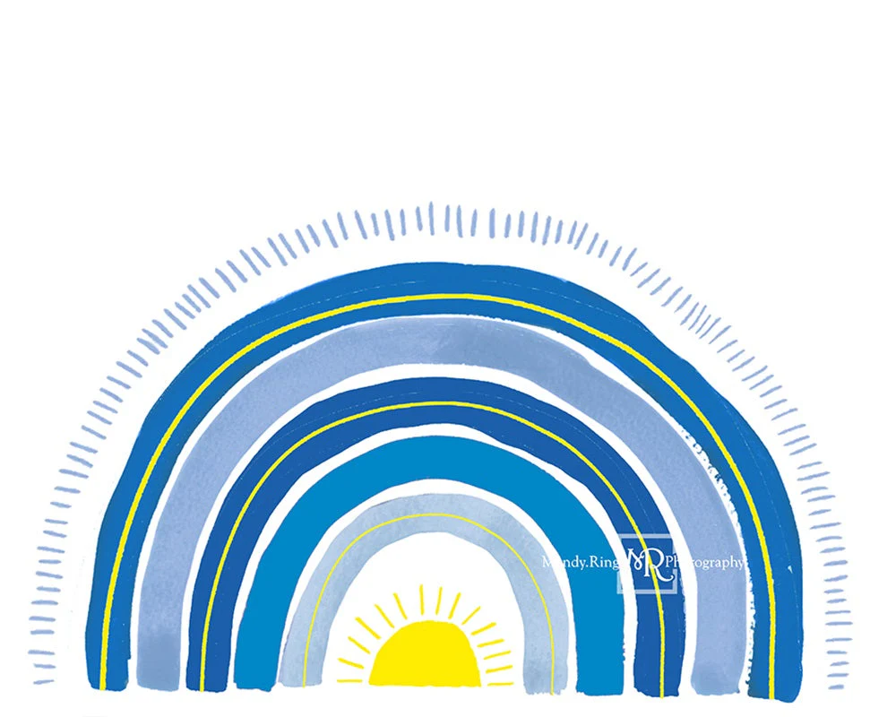 Kate Blue Rainbow Cake Smash Backdrop Designed by Mandy Ringe Photography - Image 2