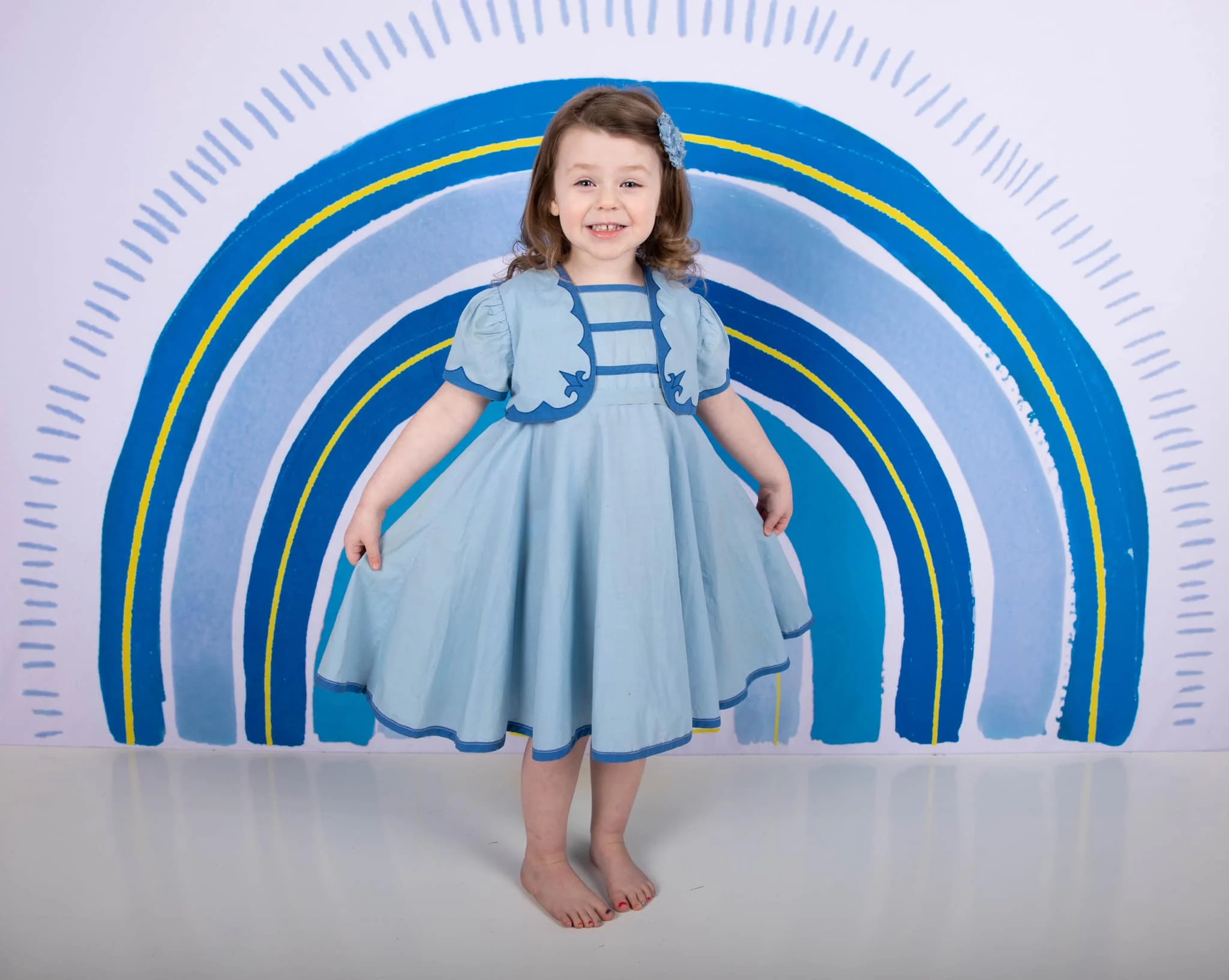 Kate Blue Rainbow Cake Smash Backdrop Designed by Mandy Ringe Photography - Image 5