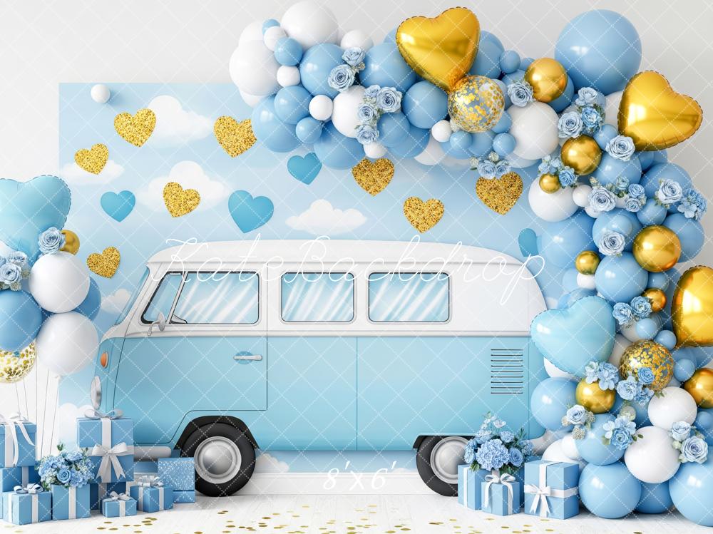 Kate Blue Van Balloons Hearts Backdrop Designed by Patty Robert - Image 3