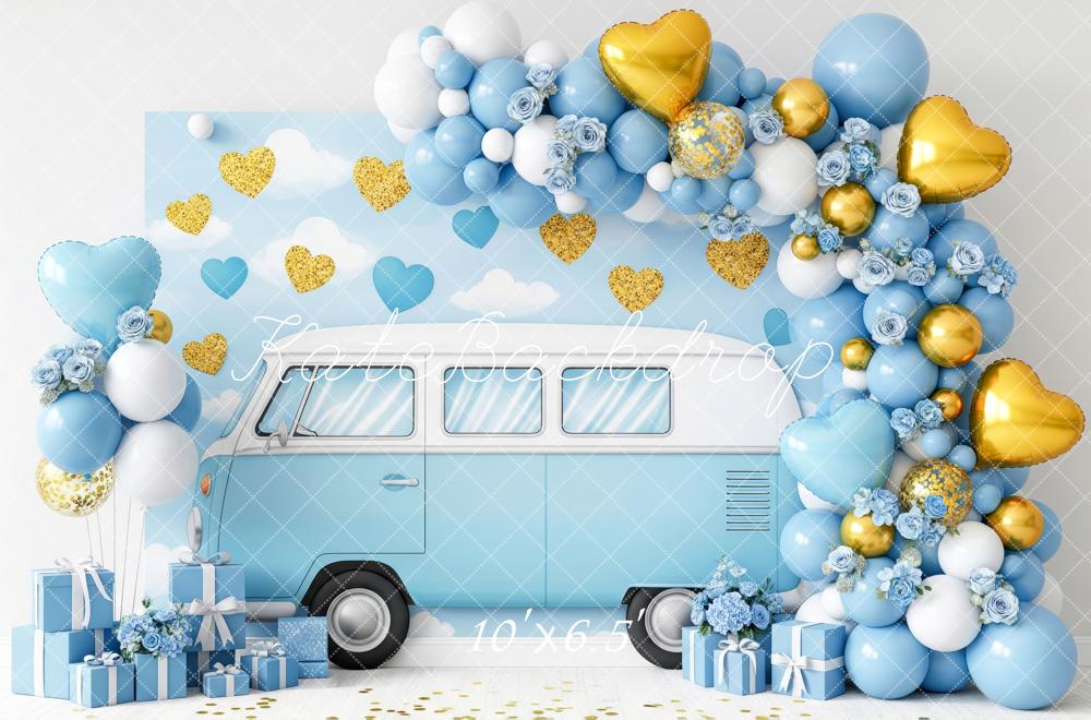 Kate Blue Van Balloons Hearts Backdrop Designed by Patty Robert - Image 4