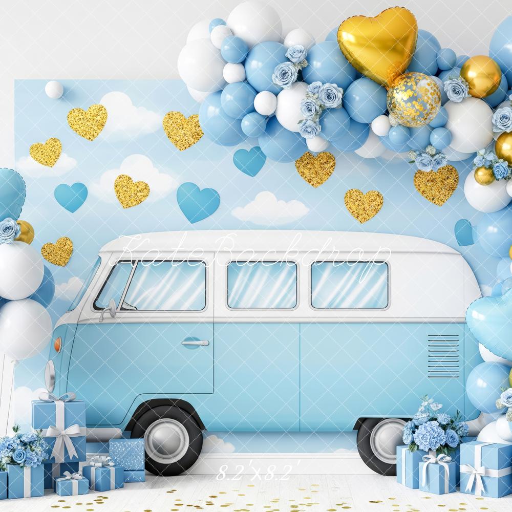Kate Blue Van Balloons Hearts Backdrop Designed by Patty Robert - Image 5
