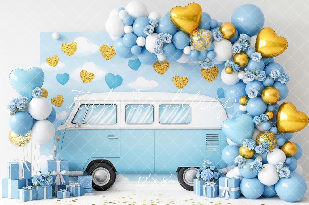 Kate Blue Van Balloons Hearts Backdrop Designed by Patty Robert - Image 8