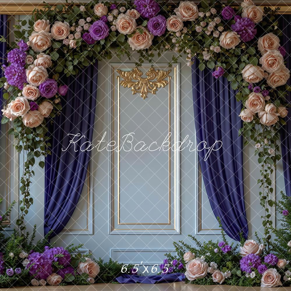 Kate Garland Blue Wall Gold Trim Backdrop Designed by Mini MakeBelieve - Image 2