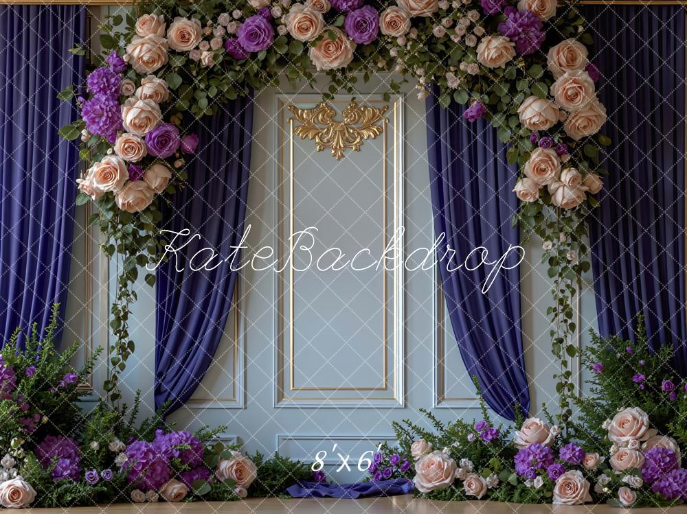Kate Garland Blue Wall Gold Trim Backdrop Designed by Mini MakeBelieve - Image 3