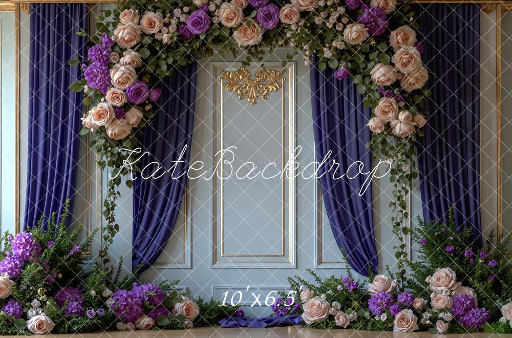 Kate Garland Blue Wall Gold Trim Backdrop Designed by Mini MakeBelieve - Image 4