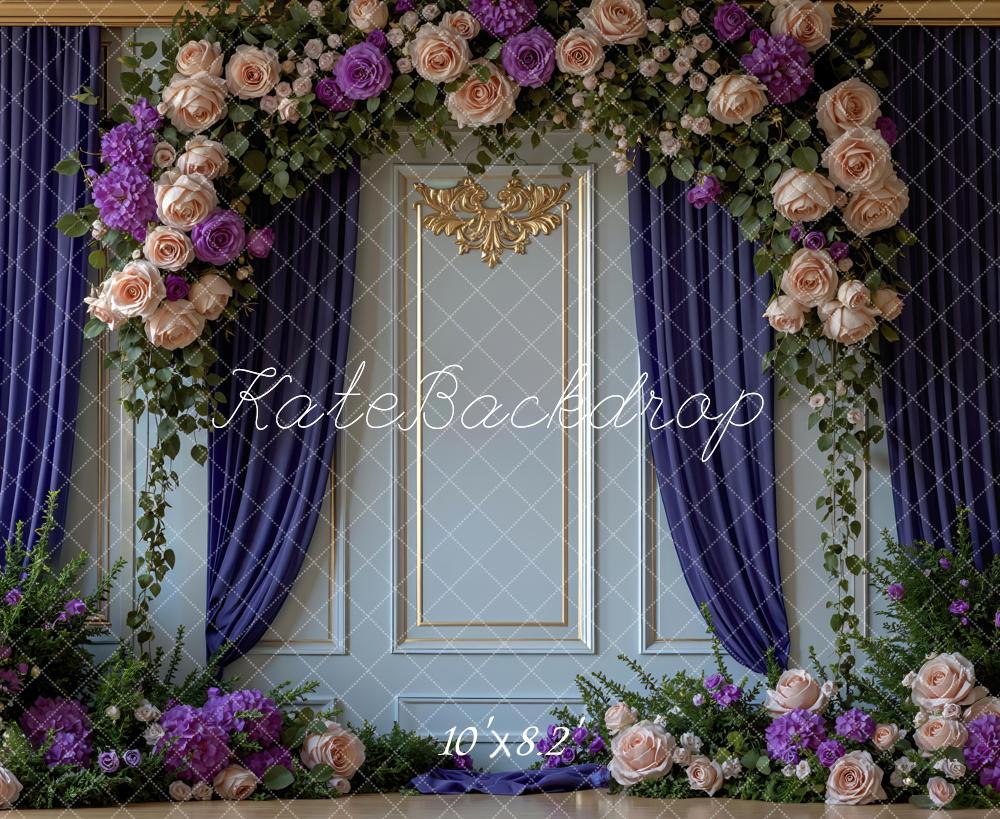 Kate Garland Blue Wall Gold Trim Backdrop Designed by Mini MakeBelieve - Image 6