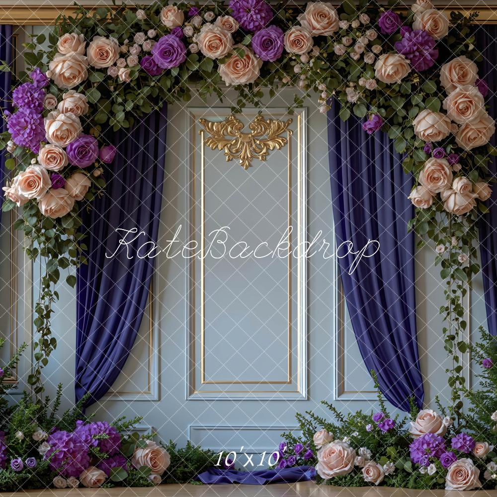 Kate Garland Blue Wall Gold Trim Backdrop Designed by Mini MakeBelieve - Image 7