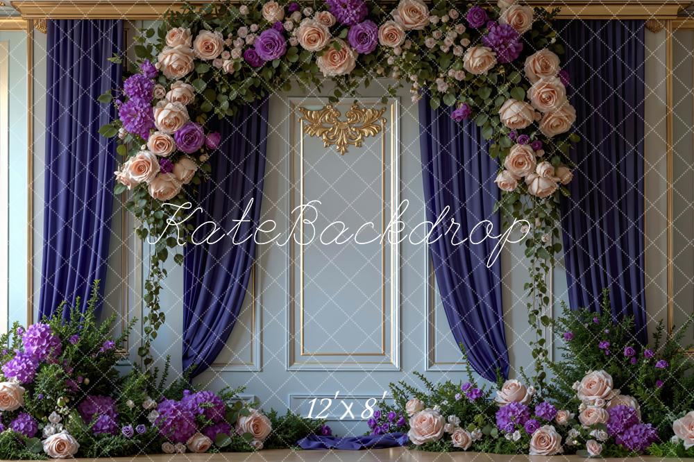 Kate Garland Blue Wall Gold Trim Backdrop Designed by Mini MakeBelieve - Image 8
