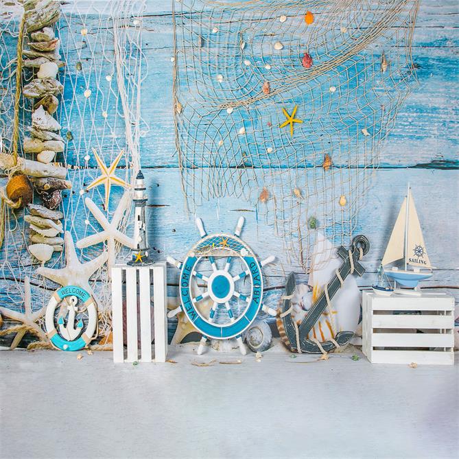 Kate Blue Wood Sailboat Summer Backdrop Designed by Jia Chan Photography - Image 2