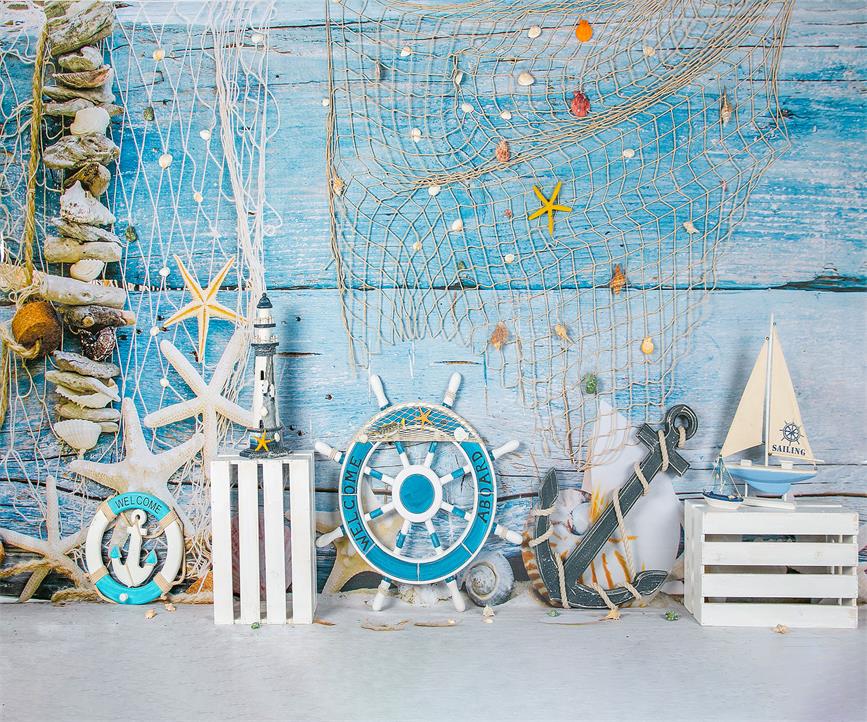 Kate Blue Wood Sailboat Summer Backdrop Designed by Jia Chan Photography - Image 3
