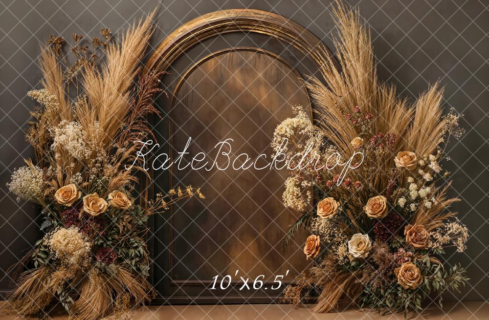 Kate Bohemian Arch Dried Roses Fleece Backdrop Designed by Emetselch - Image 2