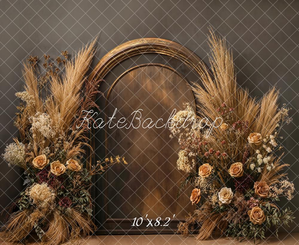 Kate Bohemian Arch Dried Roses Fleece Backdrop Designed by Emetselch - Image 3