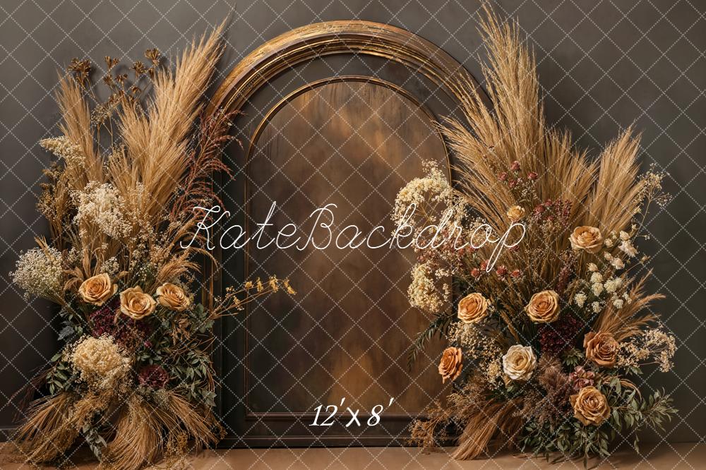 Kate Bohemian Arch Dried Roses Fleece Backdrop Designed by Emetselch - Image 4