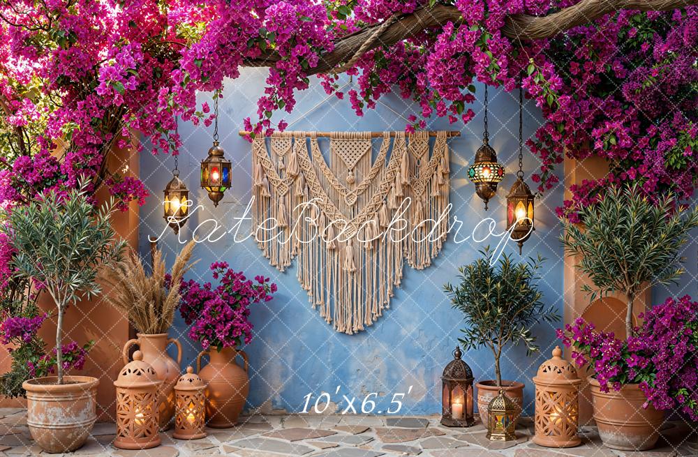 Kate Bohemian Macrame Lanterns Terra Cotta Fleece Backdrop Designed by Emetselch - Image 2