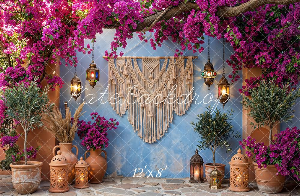 Kate Bohemian Macrame Lanterns Terra Cotta Fleece Backdrop Designed by Emetselch - Image 4