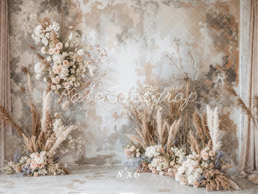 Kate Boho Abstract Art Flower Reed Backdrop Designed by Emetselch - Image 7