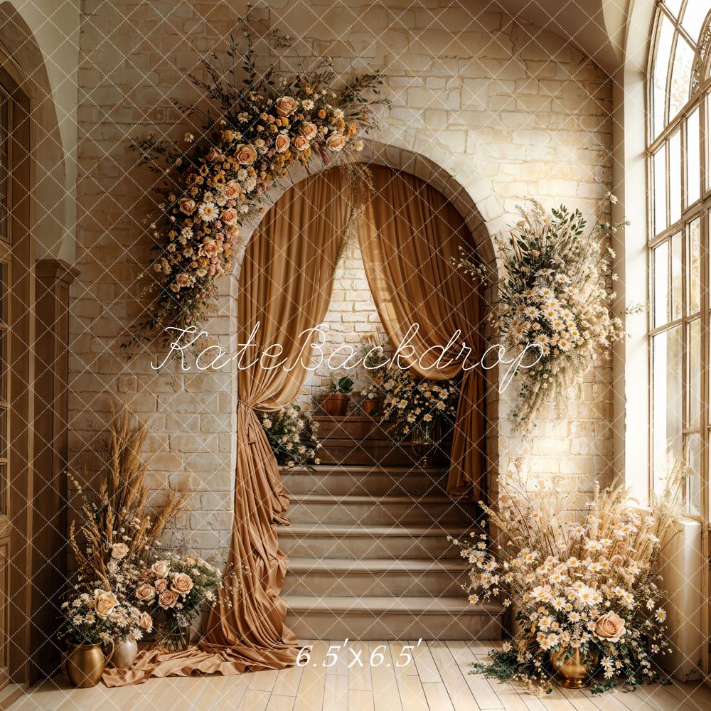 Kate Boho Arch Cascading Stairs Floral Backdrop Designed by Emetselch - Image 2