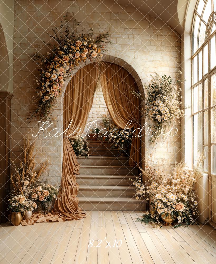 Kate Boho Arch Cascading Stairs Floral Backdrop Designed by Emetselch - Image 5