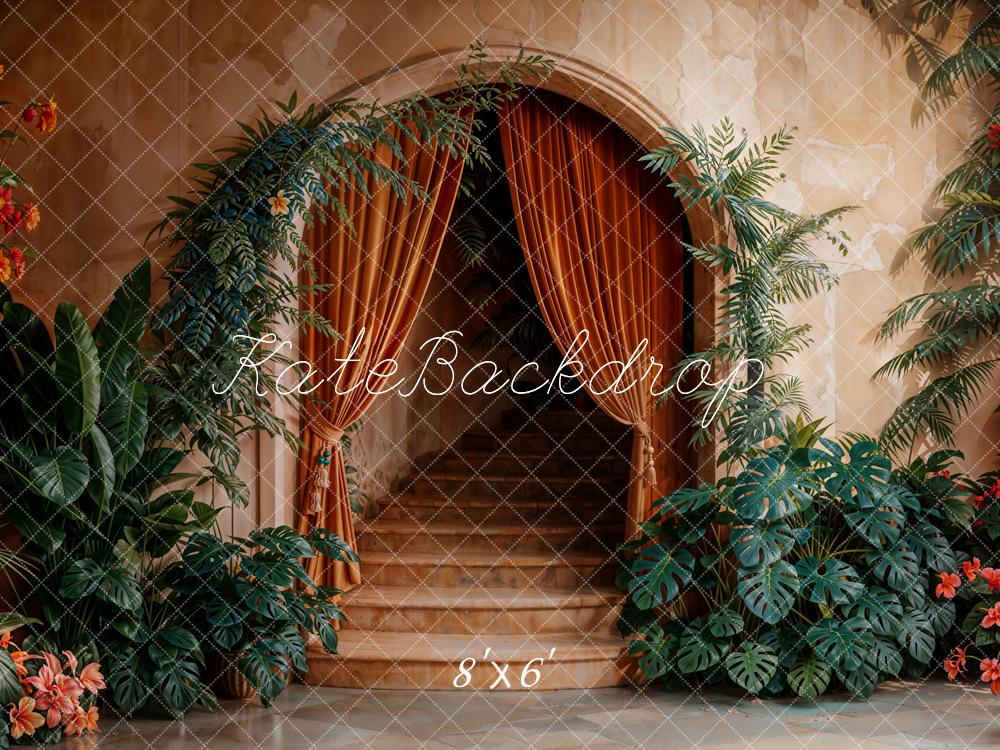 Kate Boho Arch Cascading Stairs Plants Backdrop Designed by Emetselch - Image 3