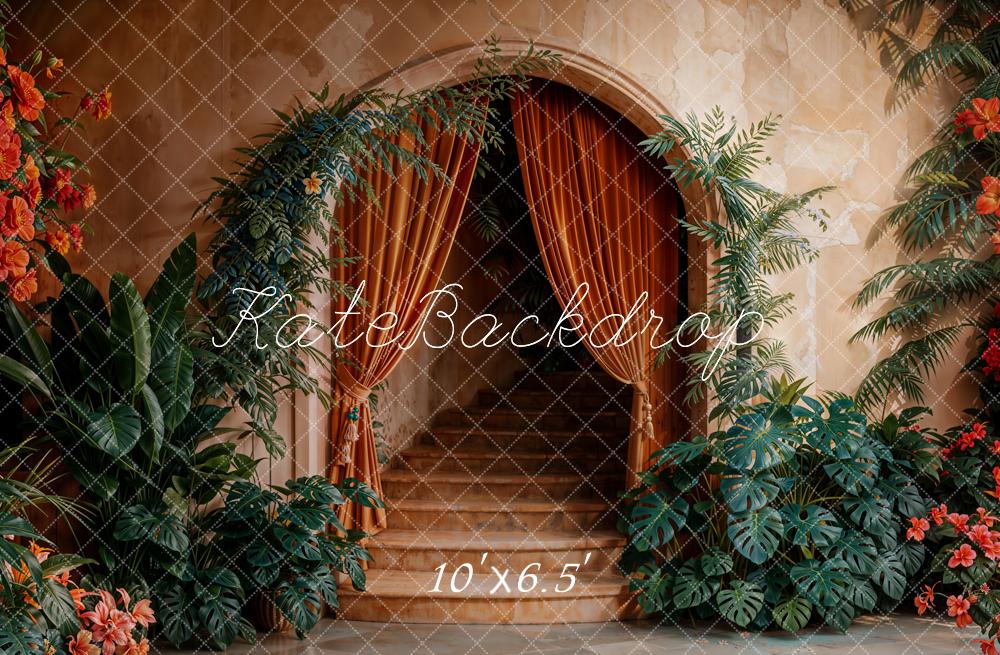 Kate Boho Arch Cascading Stairs Plants Backdrop Designed by Emetselch - Image 4