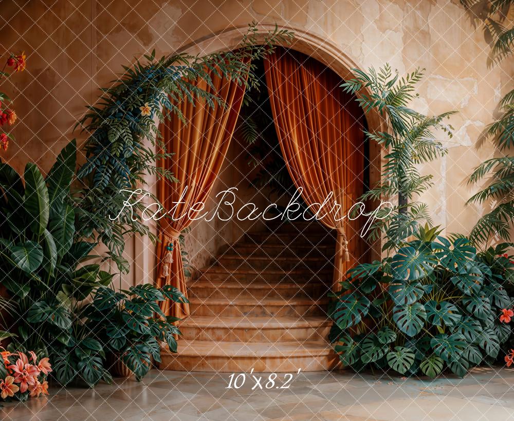 Kate Boho Arch Cascading Stairs Plants Backdrop Designed by Emetselch - Image 5