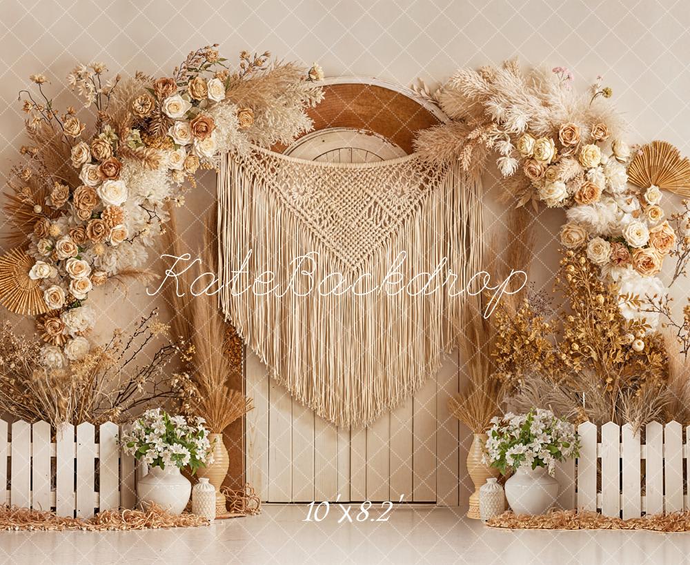 Kate Boho Arch Macrame Doorway Fleece Backdrop Designed by Emetselch - Image 3